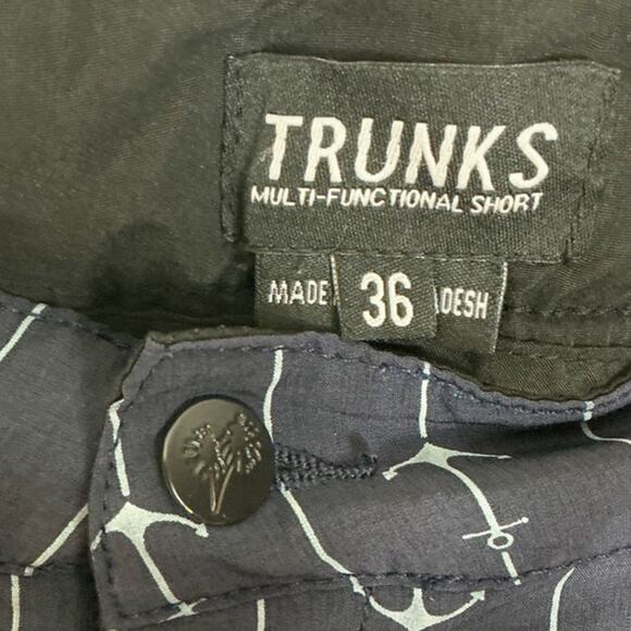 Trunks Mens Multi-Functional Shorts Navy Blue Anchor Print Nautical Size 36 - Picture 3 of 5